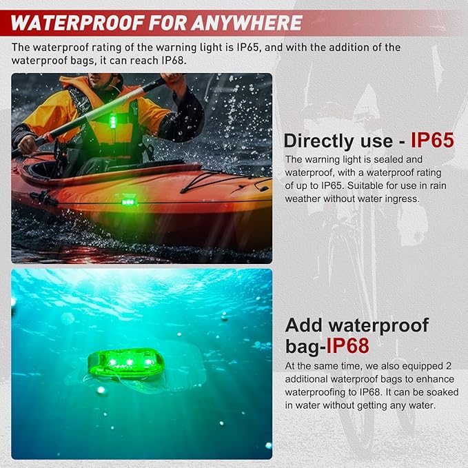 Nilight LED Safety Light 4PCS Green Marine Navigation Bike Tail Lights Three Modes Waterproof Reflective Gear Clip On Flash Strobe Indicator Lamp for Night Boating Fishing Cycling Jogging