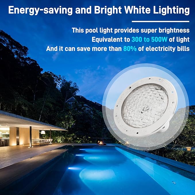 CAtArt 10 Inch Pool Light for Inground Pool (White), AC120V LED Pool Lights Suitable for 10 Inch Wet Niche, 35W, 100 Foot Cord