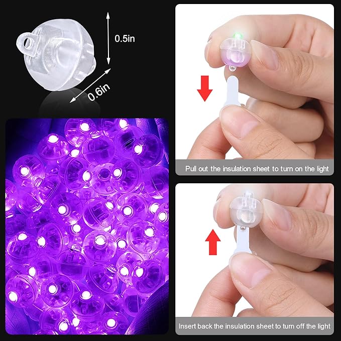 100PCs Mini Led Lights with Hook, Waterproof Round Tiny Led Light for Party Decorations Neon Party Lights for Birthday Party and Wedding Decoration,Purple