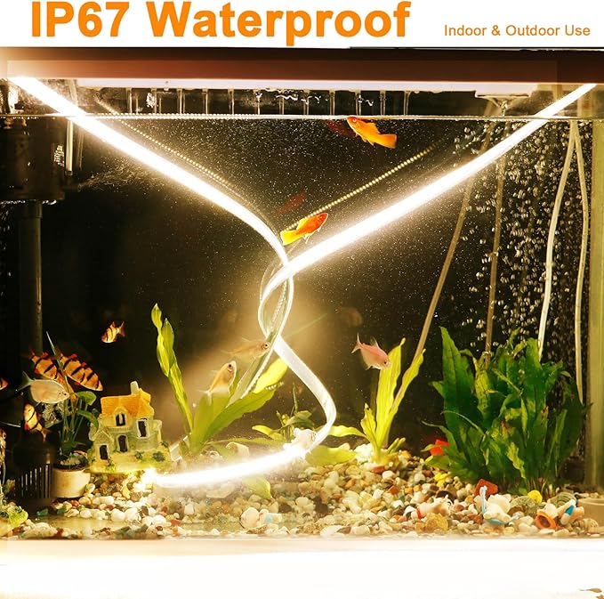 JOYLIT 24V LED Strip Lights 16.4FT IP67 Outdoor 3000K Warm White 793lm/ft Ulta Bright CRI 92+, UL Premium SMD 2835 238LEDs/M High Density 120W Dimmable Tape Light for Commercial, Industrial, Home