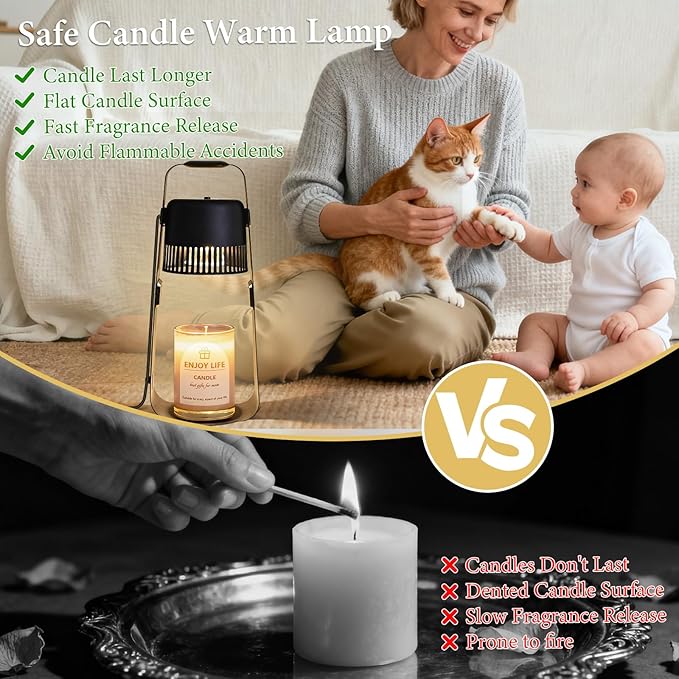 Candle Warmer Lamp with Timer Dimmable: Electric Wax Melter Light for Yankee Candles - Birthday Christmas Gifts for Women Mom, House Warming Gifts New Home Decor Black Metal