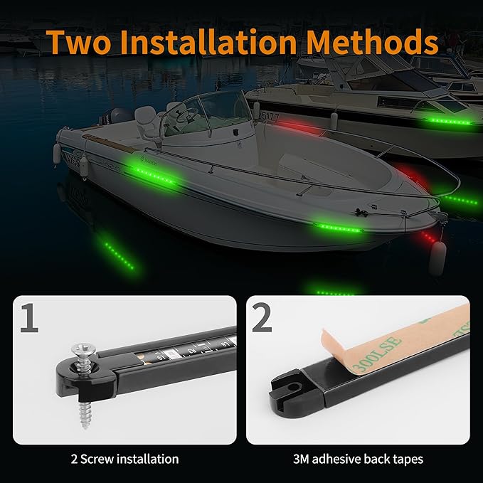 Boat Navigation Lights, Navigation Lighting For Boats Led, Marine Lighting For Night Fishing, Boat Red and Green Bow Lights, Deck Lights for Marine, Yacht, Kayak, BassBoat, Pontoon