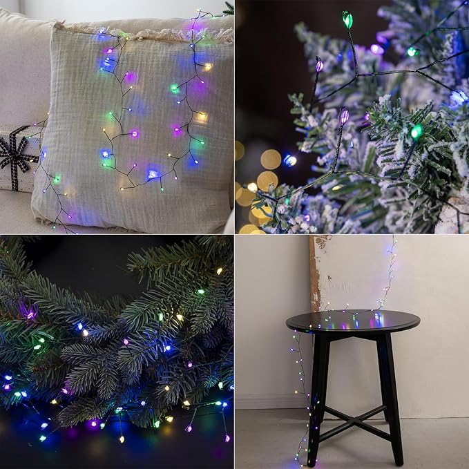 Firecracker Fairy Lights,33FT 300Leds Waterproof Twinkle Lights Plug in,8 Modes Remote String Light for Indoor Outdoor Christmas Wedding Birthday Patio Garden Decor,Green Wire,Multicolor