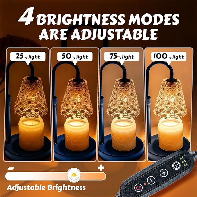 Candle Warmer Lamp with Timer Dimmable, Height Adjustable Wax Melt Warmer for Jar Candles - Includes 2 Bulbs, Birthday Gifts for Women Mom, Housewarming Gifts New Home Decor (Blue)
