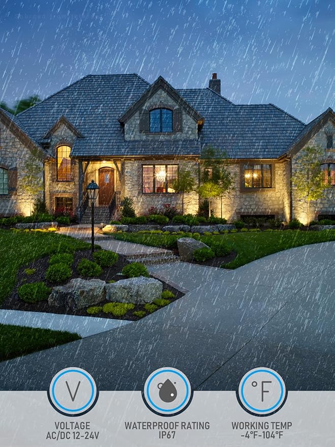 LEONLITE 7W Well Lights Landscape LED In Ground, 12-24V AC/DC Low Voltage, CRI90 IP67 Waterproof Inground Well Lights Outdoor, Rock Color, 3000K, Pack of 6