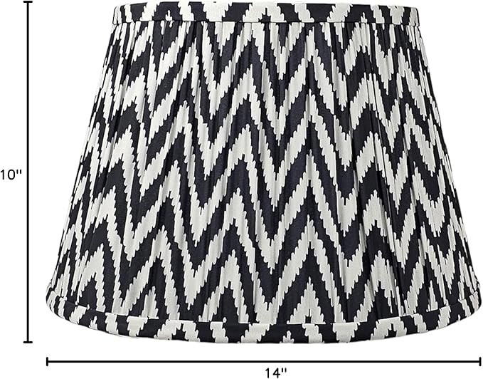 RDI Set of 2 Pleated Pattern Fabric Lampshade, Flora Collection, Medium Lamp Shade, 10 x 14.5 x 10 inch (Top x Bottom x Height), Black White Chevron - 2 Pack