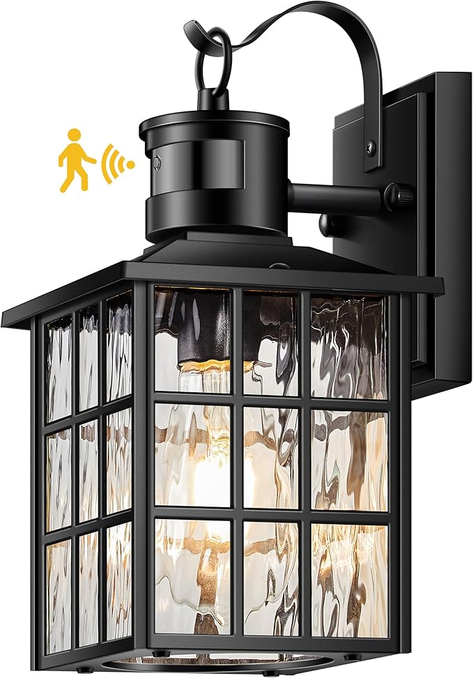 VIANIS Black Motion Sensor Porch Lights Outdoor, Modern Dusk to Dawn Exterior Lighting Fixtures Wall Mount for House, Anti-Rust 100% Aluminum Waterproof Outdoor Sconce Lights for Garage, Front Door