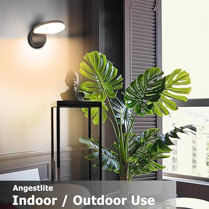 Outdoor Wall Light, 18W 1980LM Black Aluminum Outdoor Lights IP65 Waterproof Rotatable Sconce Lighting, LED Porch Lights 3000K Foldable Patio Wall Light Fixture for House Garage Round