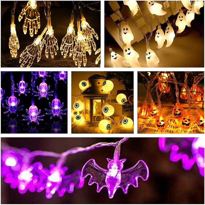 Halloween String Lights 10Ft 20 LEDs Battery Operated Outdoor Decorations Pumpkin Lights for Halloween Party Decor