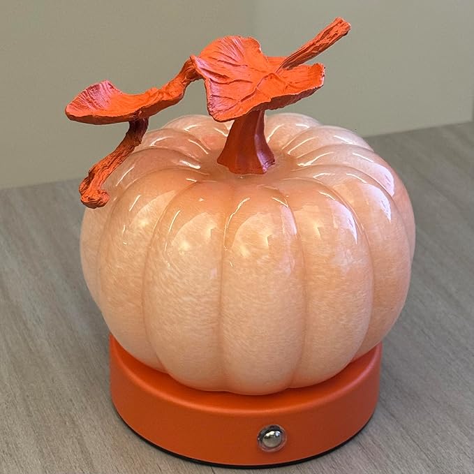 Pumpkin Night Light,Cordless Night Light for Kids Bedroom, Bedside, 3-Color Dimming Touch Control Table Night Lamp, Battery Cute LED Decorative Fall Halloween Decor Gift for Women (Pumpkin)