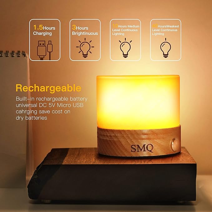 SMQ Yellow Jade Crystal Night Light with Rechargeable,Gemstone Touch Control Citrine Table Lamp Bedside Decorative Nightstand Lamp for Living Room Bedroom Gift