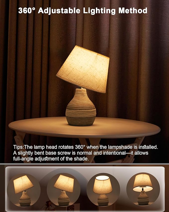 10" H Small Rechargeable Cordless Ceramic Table Lamp with Remote, RGB & Warm White Light, Timer & Dimmer, Battery Table Lamp with Linen Shade for Patio, Bedroom, Living Room, Dining Table
