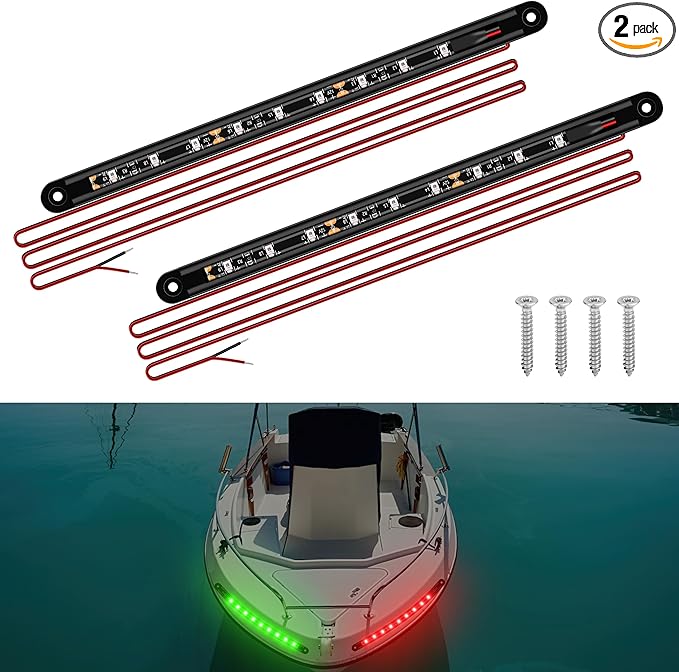 Boat Navigation Lights, Navigation Lighting For Boats Led, Marine Lighting For Night Fishing, Boat Red and Green Bow Lights, Deck Lights for Marine, Yacht, Kayak, BassBoat, Pontoon