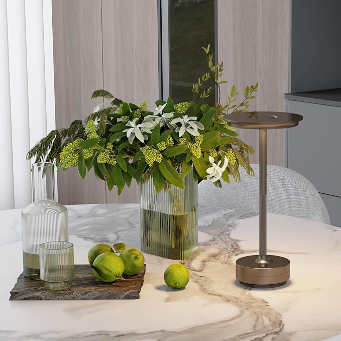 2 Pack Rechargeable Cordless Table Lamps, Portable 5000mAh Battery Table Light, 3 Color Stepless Dimming LED Table Light with Memory Function, for Outdoor/Dinner/Patio/Restaurant.(Light Cafe)