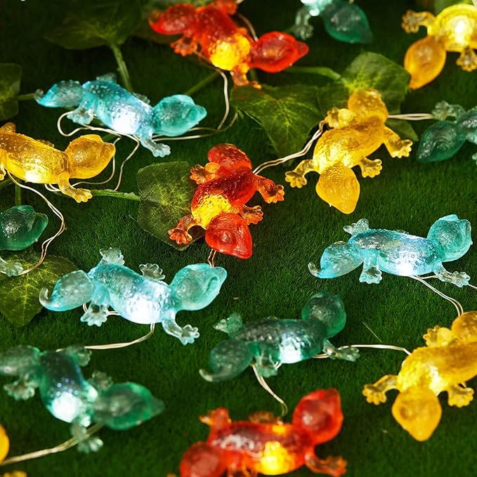Bartlett Solar Garden Lights Outdoor Gecko Fairy Lights Solar Powered String Lights Outdoor Waterproof Kitty Decorative Lights 40LEDs Light 14ft Patio Décor Yard Fence Walkway Balcony Decoration
