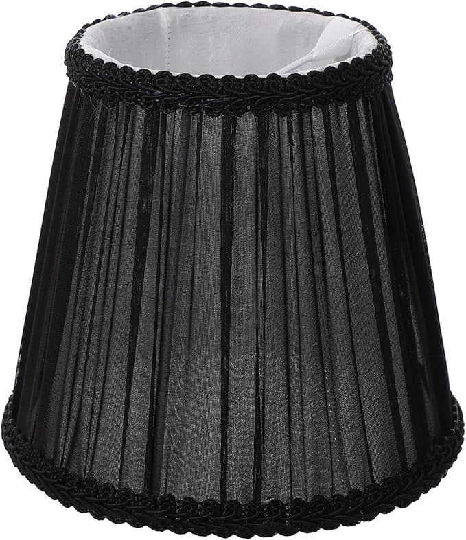 Lurrose Black Decor Lamp Shades Cloth Lamp Shade Covers, Clip On Bulb Lamp Shade Fabric Lampshade with Harp Pleated Cone for Table Chandelier Wall Lamp, Black Drum Lamp Shades Vintage Decor