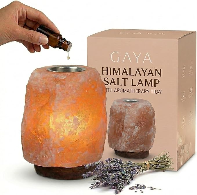 Himalayan Salt Lamp with Aromatherapy Tray & Dimmer Switch - Salt Rock Lamp for Bedroom, Relaxation & Sleep | Calming Meditation Spa Lamp | Himalayan Salt Diffuser | Warm Glow Night Light | Gift Ready