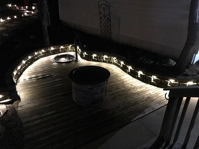LED Outdoor Deck Lights Kit, 12V Low Voltage 10 Pack IP65 Waterproof Small In-Ground Recessed Step Deck Lighting with Transformer Pathway Outdoor Landscape Decoration Lamps(Cold White, Bronze)