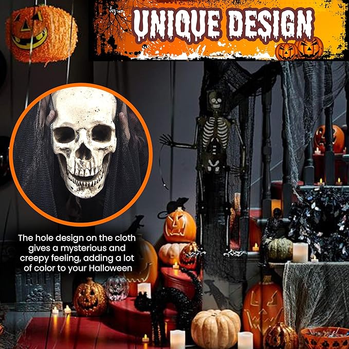 Halloween Creepy Cloth, Spooky Giant (30 x 420 in.) Cheese Cloth Tapestry for Halloween Party Supplies Decorations Outdoor Yard Home Wall Decor, Black