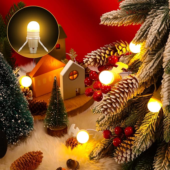 Roowest 12 Pack Accessory Cord with 2 LED Light Bulbs 6 Ft Warm Light Accessories for Halloween Christmas Village House Decorations Indoor DIY Crafts Salt Lamp Pumpkin Lights Decors