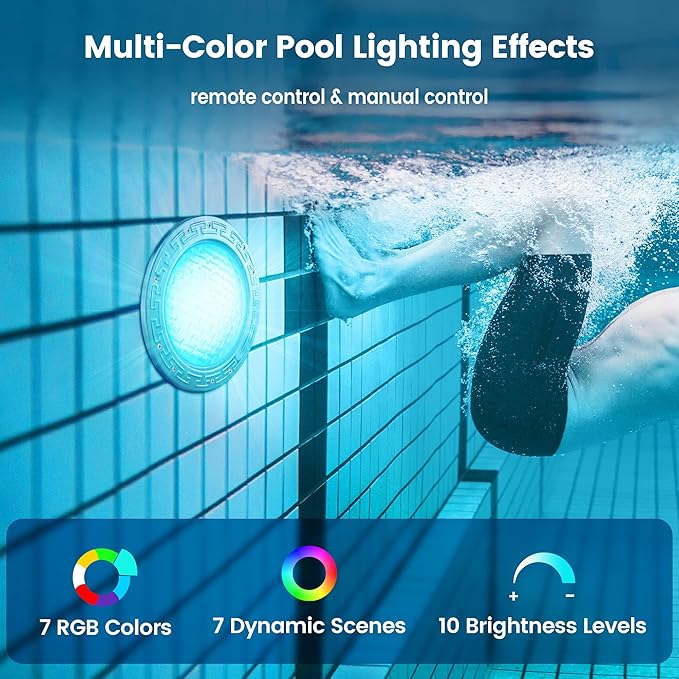 SURAIELEC 12V AC Pool Lights for Inground Pool, 10 inch Color Changing LED Pool Light with Remote Control, 300W Equivalent, Underwater Swimming Pool Light Fixture for Large Wet Niches, 50FT