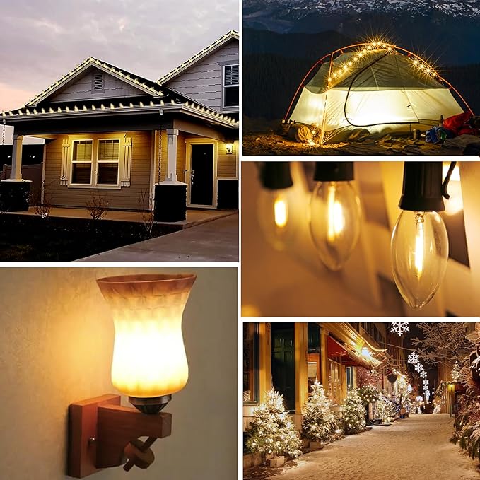 50 Pack C9 Led Replacement Christmas Light Bulb, 0.6W C9 Shatterproof Led Bulbs for Christmas String Light, E17 Intermediate Base, Commercial Grade Light Bulbs, Warm White 2700K