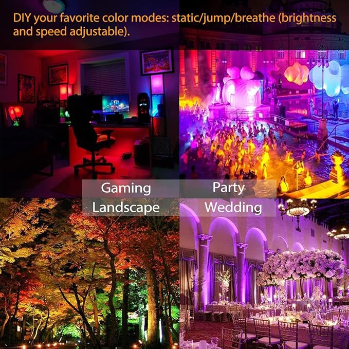 LED Flood Light Outdoor 25W, 250W Equivalent 2500LM, RGB Color Changing FloodLights by App Control, DIY Scenes - Timing - Dimmable Bright White Light 2700K-6500K, Uplights for Events, US-3 Plug