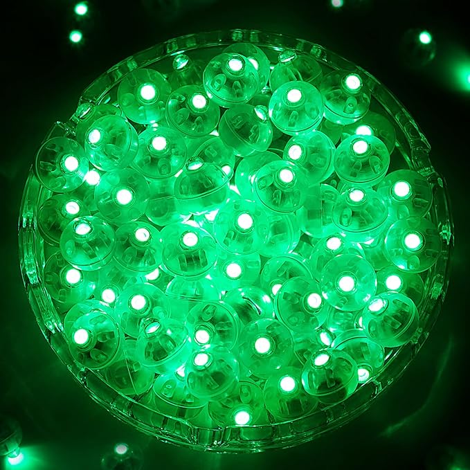 ZGWJ 50PCs Green Balloon Lights Mini, Battery Powered, Long Standby Time Waterproof Tiny Led Round Flash Light for Paper Lantern Balloon Party Easter Eggs Wedding Christmas Halloween Decorations