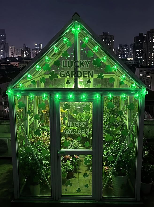 Shamrock String Lights, 8.5Ft St Patrick's Day Decorations String Lights with 10 Clover Lights, Connectable Shamrock Indoor Fairy Lights for St Patrick's Day Party Irish Holiday Garden Decor, White