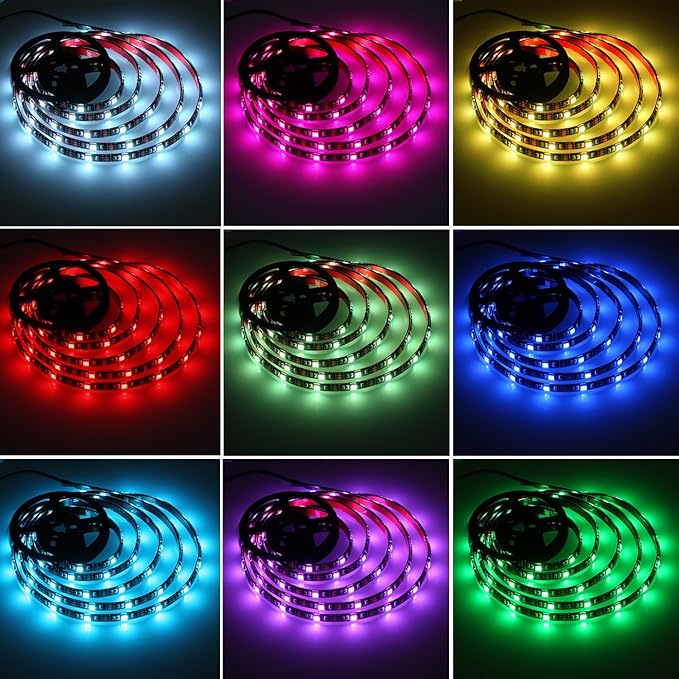 Battery Powered Led Strip Lights, 5050 2M/6.6FT, Flexible Color Changing RGB LED Light Strip, 60 LEDs 5V Battery-Powered with Controller. (1)