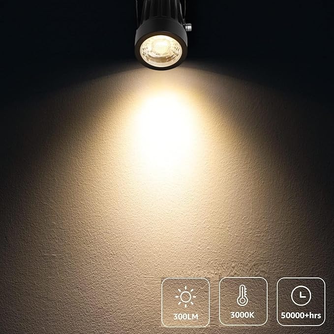 EAGLOD LED Spot Lights Indoor Uplights, 3W Uplight & Down Spotlight Lamp Accent Lighting for Indoor Plants,110V Warm White Up Light 6 FT Cord with Switch (Spiked Stand)