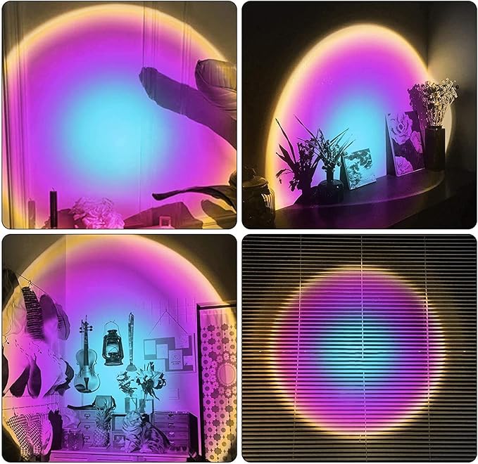 Eternal Sunset Projection LampRomantic Display in Party Bedroom Living Room, Sunset Projector for Living Room Bedroom Hotel Restaurant Decor Live Stream Ins Photography TikTop (Rainbow)