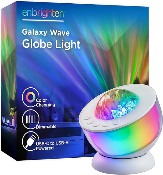 Enbrighten Space LED Galaxy Projector Night Light for Kids Room Decor Mood Lighting Aurora USB Nebula Lamp for Bedroom Nursery Game Room