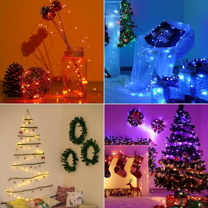 33ft Fairy Lights Battery Operated, 16 Color Changing String Light with Remote Timer, RGB Waterproof Twinkle Lights for Indoor Outdoor Room Garden Yard Gift Party Christmas Décor