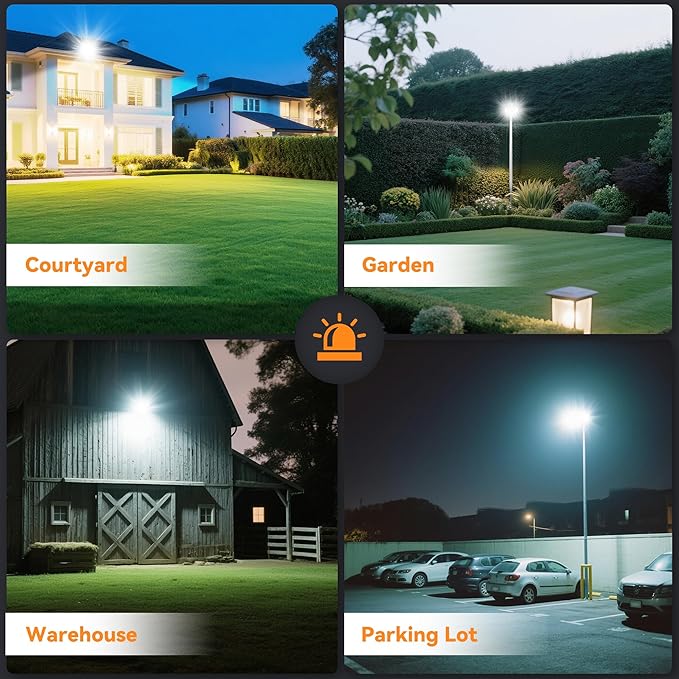 300W LED Outdoor Flood Light, 30000LM Super Bright Stadium Light, 6000K Daylight White, IP66 Waterproof 3 Heads Adjustable Outdoor Floodlights, Backyard, Court, Garden(2 Pack)