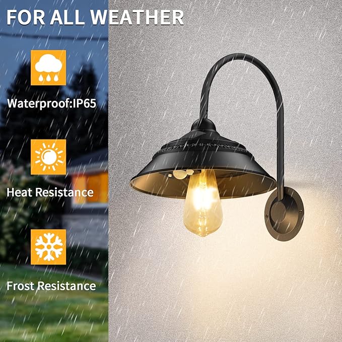 Aqonsie Solar Barn Light Outdoor With 3 Lighting Modes & Motion Sensor Wall Sconces, Rustic Chicken Coop Lights, Waterproof Wall Mount Light for Barn/Shed/Farmhouse/Porch