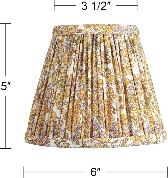 Springcrest Nelle Yellow Floral Cottage Core Pleated Shade 3.5x6x5 (Clip-On) - Springcrest