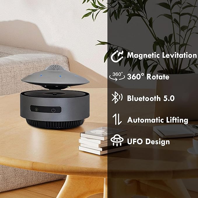 UFO Magnetic Levitation Bluetooth Speaker, Playing Music & Automatic Floating in The Air, HiFi Speaker with Bluetooth 5.0, 3D Sound, Cool Tech Gadgets for Men, Unique Gifts for Home Office Décor