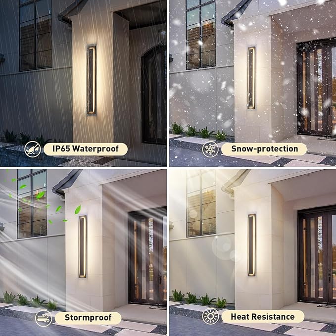 39.4 in Long Outdoor LED Wall Lights Exterior Lighting Fixtures, Modern Exterior Garage Wall Light,Outside Light Fixtures for House,Patio,Front Porch,36W Black Outdoor Wall Sconce 3000K