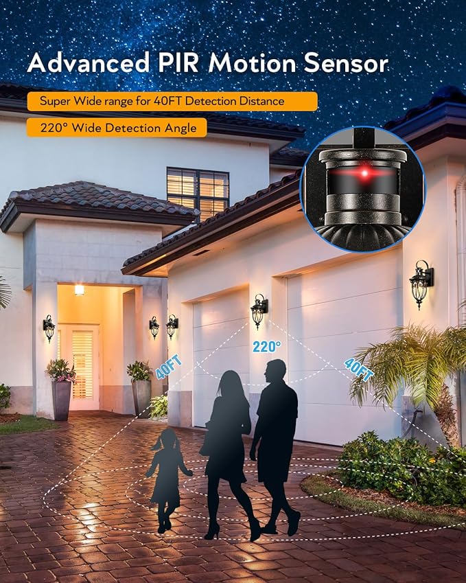 VIANIS Motion Sensor Outdoor Lights, Motion Lights for Outside Dusk to Dawn, Waterproof Porch Lights Outdoor, Oil Rubbed Bronze Exterior Lighting Fixtures for House, Porch, Garage, Doorway