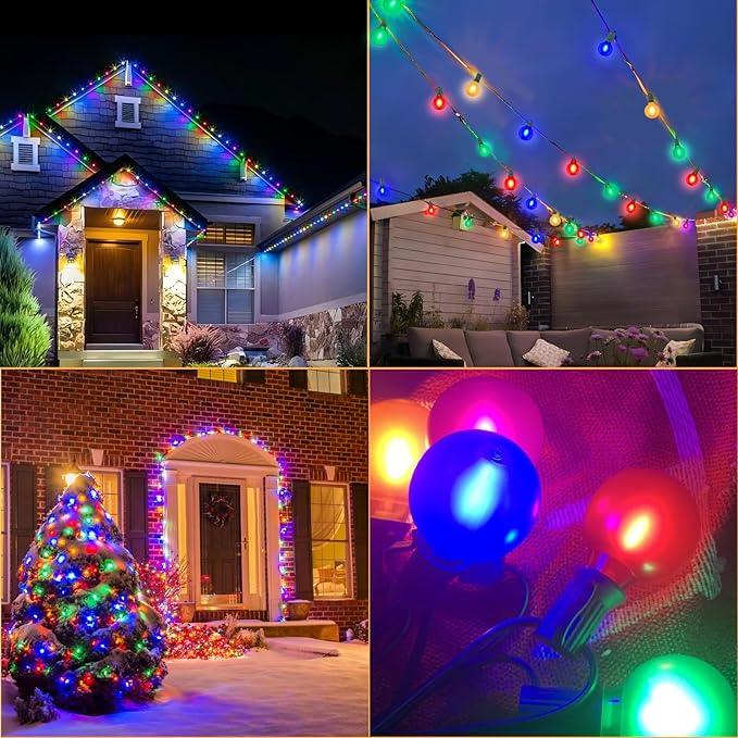 25 Pack Frosted Multicolor LED Christmas Light Bulbs,Shatterproof & Waterproof Plastic G40 Led Bulbs for Outdoor String Lights,E12 LED Color Light Bulbs for Outside Christmas Tree Holiday Decoration