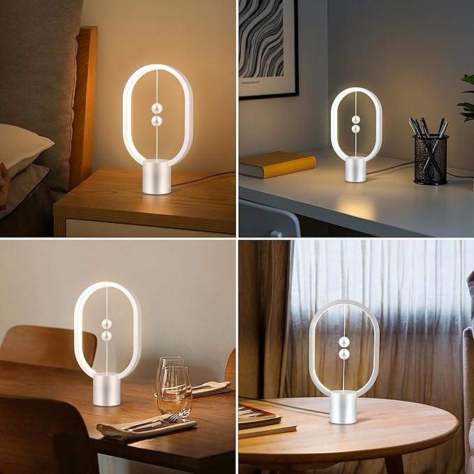 Magnetic Lamp - USB-Powered LED Table Lamp with Floating Design - Perfect for Home, Office, Dormitory, Hotel and Living Room(Silver)