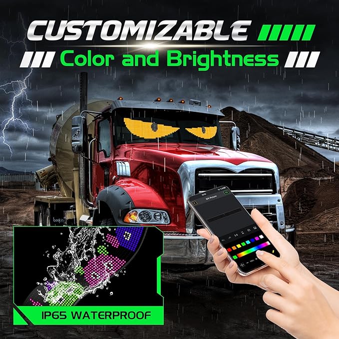 Vanesa 69.37 * 7.56 Inch Devil Eyes Light for Windshield, Led Eyes for Truck and Car Windshield, Flexible Led Demon Eyes,Animated Eyes Led Lights for Semi Truck
