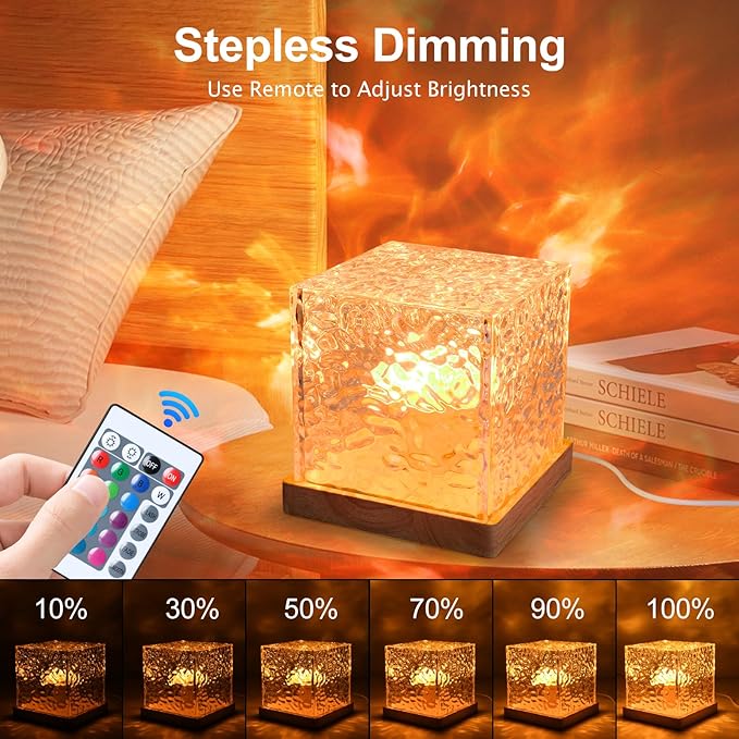 Ocean Wave Projector Light, Mood Lighting Ambient Lighting Luminorthe Cube Northern Lights Projector with 16 Colors and Dynamic Ripple Effect for Living Room Bedroom Decor - 5.1inch