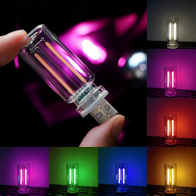 Innovative USB Nightlight: New Touch Bedside & Car Atmosphere Light, Ceramic LED Glass Bottle – Perfect for DIY Romantic Mini Decor （Blue Light）