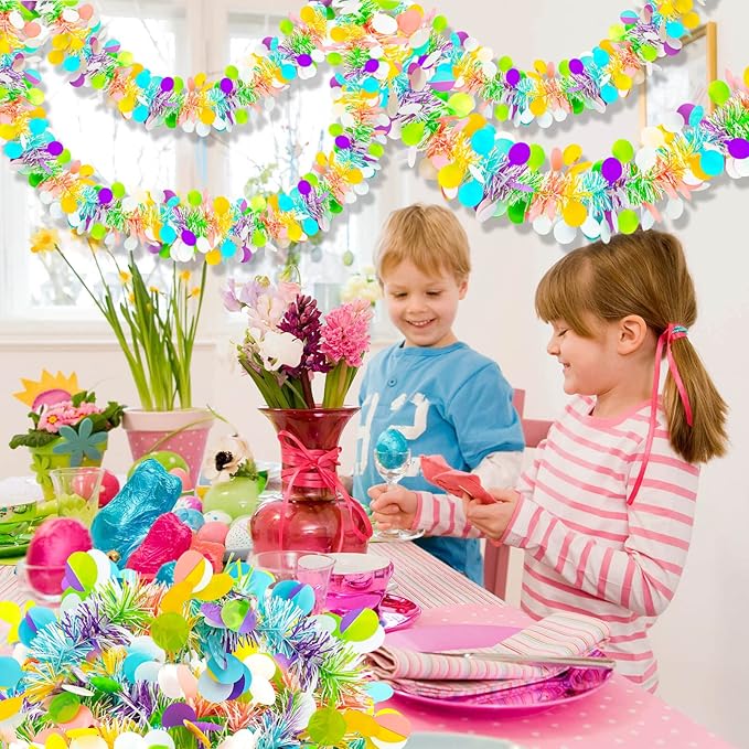 12 PCS Easter Tinsel Garland, 78.8 ft Egg Tinsel Garlands Colorful Fringe Easter Hanging Garland Decorations for for Easter Party Wedding New Years Home Indoor Outdoor Decor