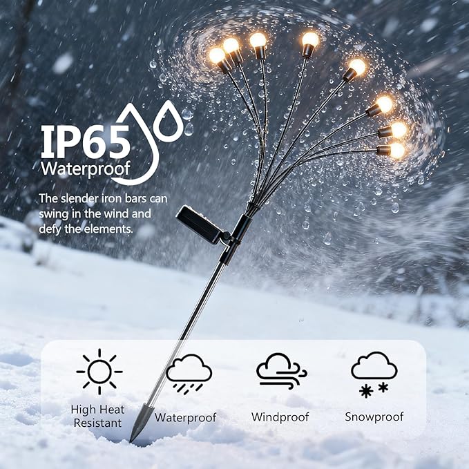 Solar Garden Lights(4-Pack,32 LED),Solar Light Outdoor Waterproof,Solar Swaying Lights,Firefly for Patio Pathway Decoration in Courtyard,Big Bulb,Unique Gifts for Women, Gifts for Grandma