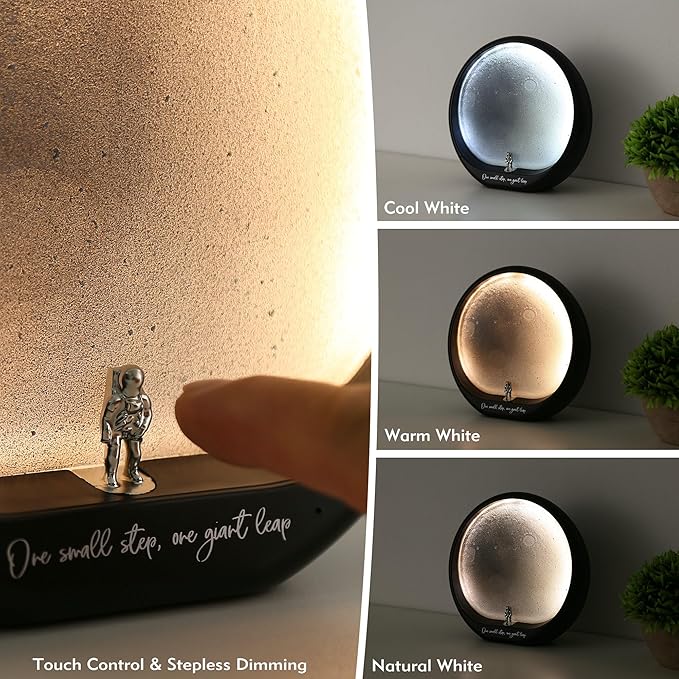 mamre Lunar Landing Moon Lamp Table Lamp Moon Night Light Space Astronaut Themed Gift for Anniversary Valentine's Day Birthday