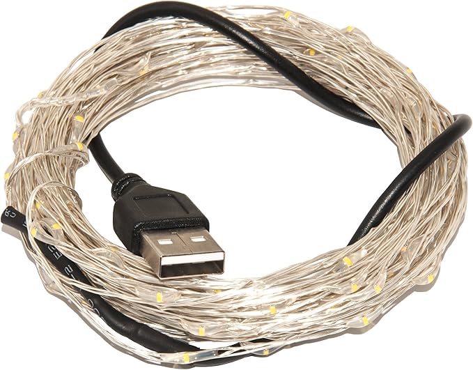 Karlling USB Plug in LED Fairy Lights,2 Packs of 50 LED Bulbs 16 Ft Silver Wire Starry String Lights for Bedroom Patio Garden Party Wedding Commercial Lighting (Warm White)