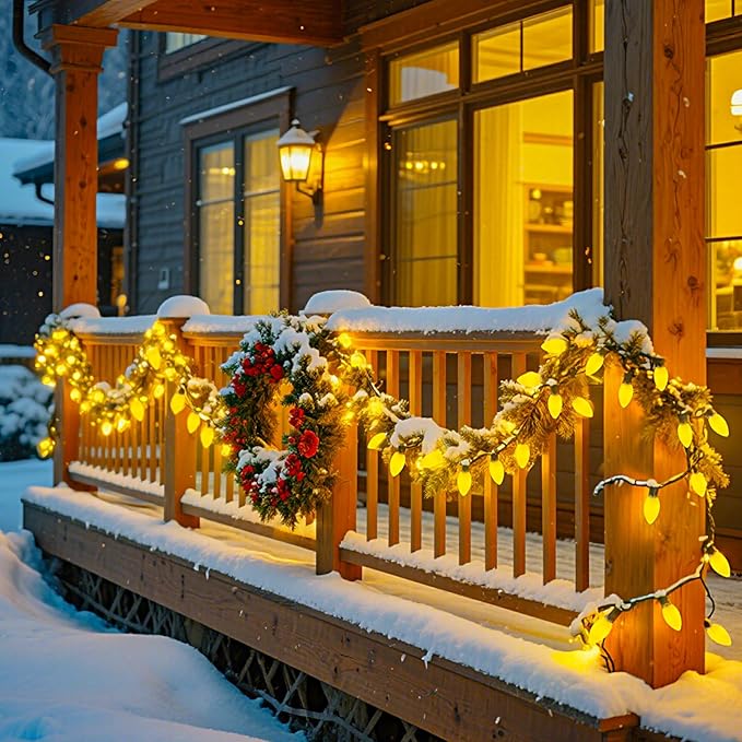 Brightown 25 Pack C9 Replacement Bulbs, Christmas C9 Incandescent Bulbs for Christmas String Lights, Christma Tree, Indoor Outdoor Holiday Decor, E17 Intermediate Base, 7 Watts, Yellow